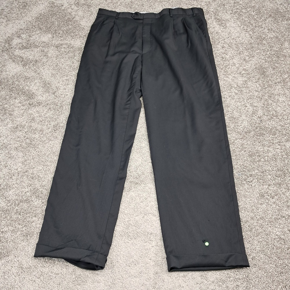 Woolmark Mens 100% Wool Pleated Dress‎ Pants Made in Italy Black 40x31